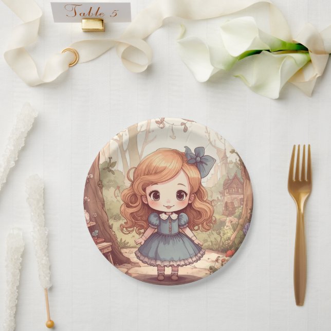 Assiettes En Carton Cute Alice in Wonderland Whimsical Woodland Art (Mariage)