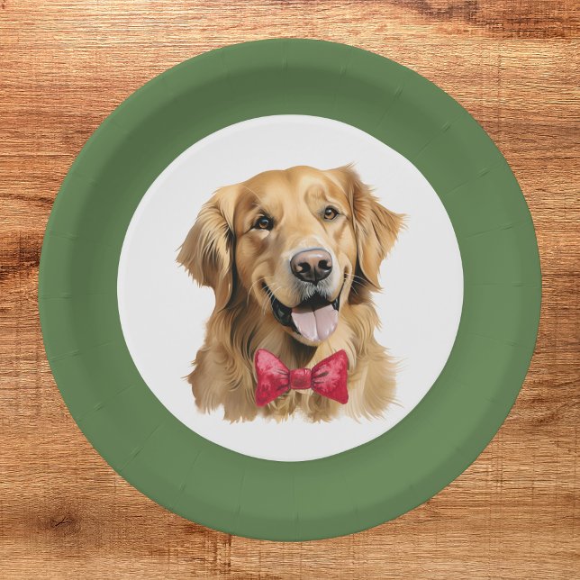Assiettes En Carton Cute animal Golden Retriever Plaque de Noël (Créateur téléchargé)