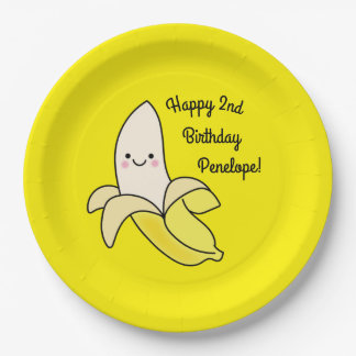Assiettes En Carton Cute Anniversaire de enfant banane Kawaii