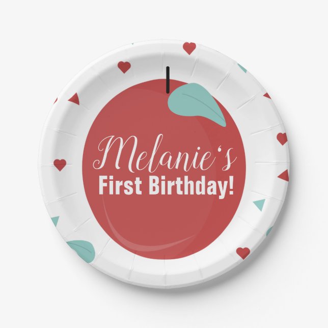 Assiettes En Carton Cute Apple Confetti fête d'anniversaire (Devant)