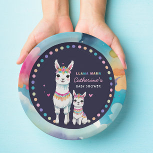 Assiettes En Carton Cute aquarelle Llama Mama Baby shower mexicain