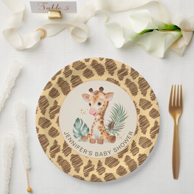 Assiettes En Carton Cute Baby Giraffe Poster de animal Safari (Mariage)