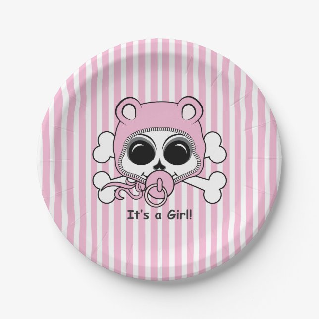 Assiettes En Carton Cute Baby Girl Skull (Devant)