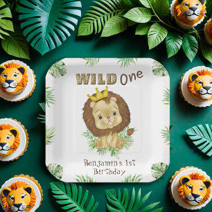 Assiettes En Carton Cute Baby Lion 1er Anniversaire Thème Aquarelle