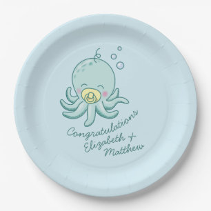 Assiettes En Carton Cute Baby shower Octopus Kawaii