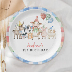 Assiettes En Carton Cute Barnyard Animaux de ferme Anniversaire