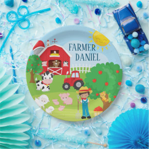 Assiettes En Carton Cute Barnyard Animaux, Fermier, Tracteur Anniversa