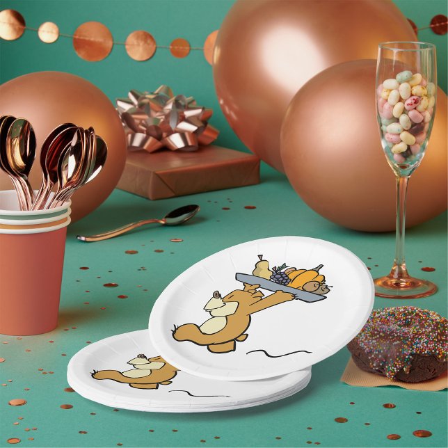 Assiettes En Carton Cute Bear transportant une cueillette festive Plat (Créateur téléchargé)