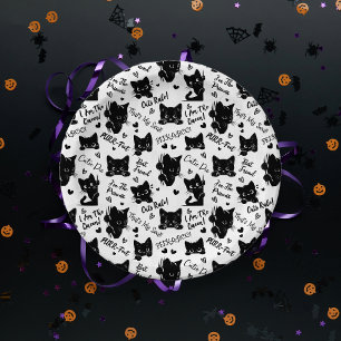 Assiettes En Carton Cute Black Cats et Motif des paroles