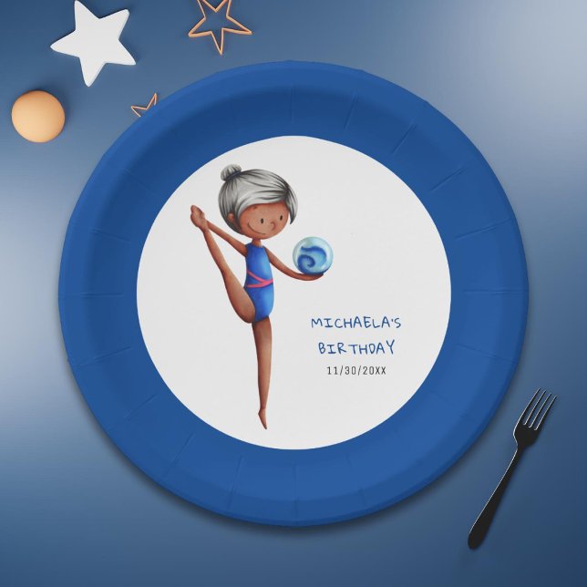 Assiettes En Carton Cute Black Girl Rhythmic Gymnastics Birthday Party (Créateur téléchargé)