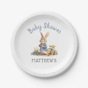 Assiettes En Carton Cute Blue Peter Le Baby shower de garçon Rabbit