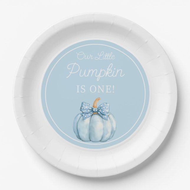 Assiettes En Carton Cute Blue Pumpkin Boy First Birthday (Devant)