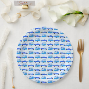 Assiettes En Carton Cute Blue Truck & Trailer RV Adventure