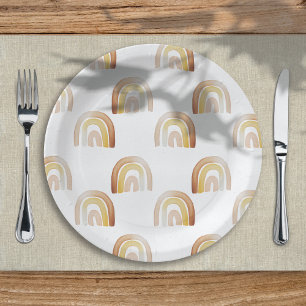 Assiettes En Carton Cute Boho arc-en-ciel Baby shower neutre entre les