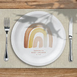 Assiettes En Carton Cute Boho arc-en-ciel Baby shower neutre entre les<br><div class="desc">Cette plaque en papier baby shower douce présente une illustration arc-en-ciel couleur neutre avec typographie moderne. C'est le design parfait pour un baby shower doux et neutre pour le genre et il coordonne avec notre collection de Baby showers "Cute Boho Rainbow"!</div>