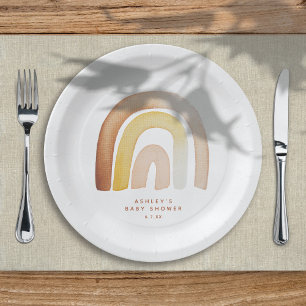 Assiettes En Carton Cute Boho arc-en-ciel Baby shower neutre entre les