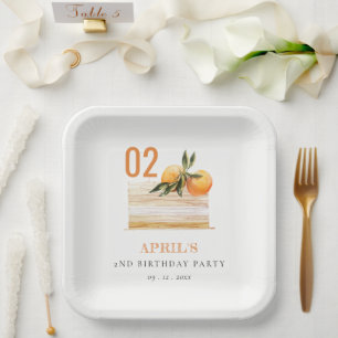 Assiettes En Carton Cute Boho Orange Fruit Gâteau N'Importe Quel Âge A