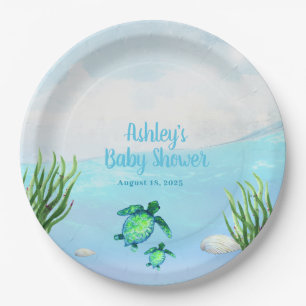 Assiettes En Carton Cute Boys Sea Turtle et Ocean Baby shower