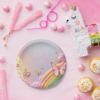 Assiettes En Carton Cute Butterfly Baby Girl Paper Plate