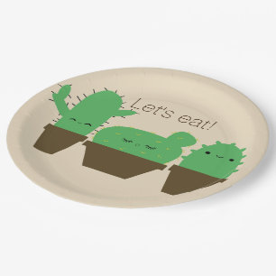 Assiettes En Carton Cute cactus kawaii Plaques plantes