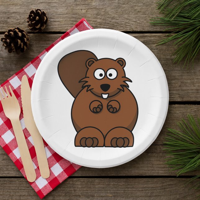 Assiettes En Carton Cute Cartoon Beaver Funny Bois Animal (Créateur téléchargé)