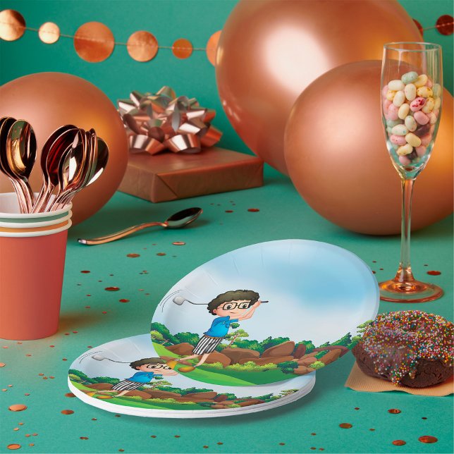 Assiettes En Carton Cute Cartoon Boy Golf Fun Golf Amusant Golf Lover  (Créateur téléchargé)