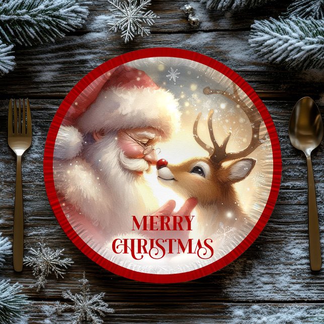 Assiettes En Carton Cute Cartoon Santa Rudolph Christmas Party Plates (Cute Cartoon Santa Rudolph Christmas Party Plates)