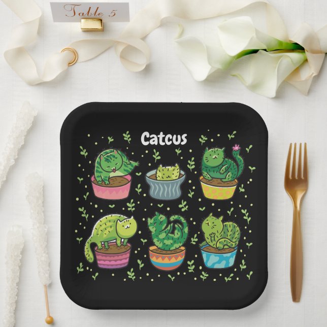 Assiettes En Carton Cute Catcus (Mariage)