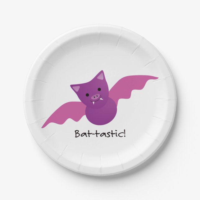 Assiettes En Carton Cute chauve chauve-souris rose batastique (Devant)