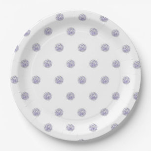 Assiettes En Carton Cute Chic Motif Lavande Polka Dot Bleu
