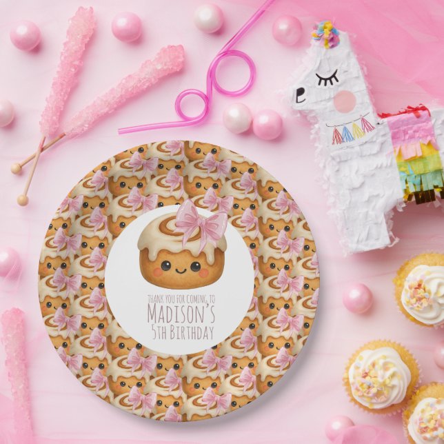 Assiettes En Carton Cute Cinnamon Roll Bun Girl Birthday Party (Fête)