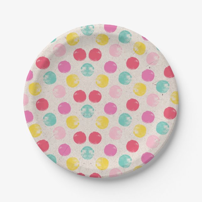 Assiettes En Carton Cute Colorful Polka Dot Pattern (Devant)