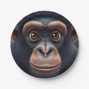 Assiettes En Carton Cute Crazy Funny Chimpanzé Anime Portrait