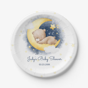 Assiettes En Carton Cute Crescent Moon Teddy Bear Baby shower