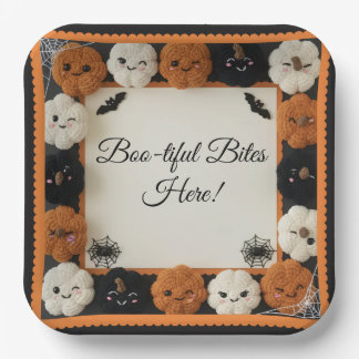 Assiettes En Carton Cute Crochet Citrouille Plaques papier Halloween