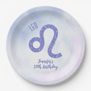 Assiettes En Carton Cute Custom Leo Astrologie Purple Anniversaire