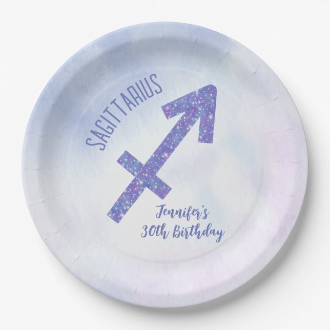 Assiettes En Carton Cute Custom Sagittarius Purple Anniversaire (Devant)
