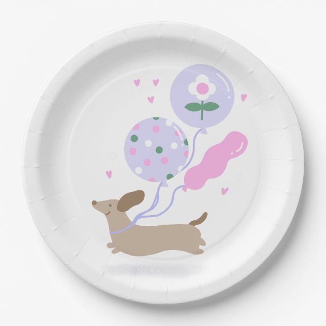 Assiettes En Carton Cute Dachshund Weiner Amoureux des chiens Party ro (Devant)