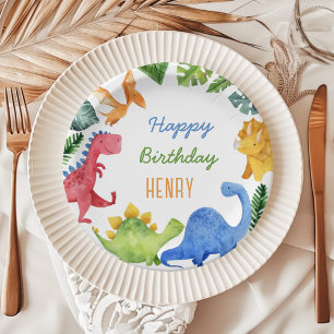 Assiettes En Carton Cute Dinosaur Boy Anniversaire