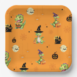 Assiettes En Carton Cute Dinosaur jouer tour citrouille pour traiter h