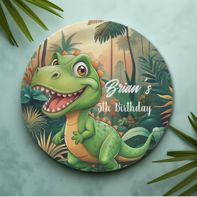Assiettes En Carton Cute Dinosaures rugit Boy fête d'anniversaire (Créateur téléchargé)