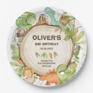 Assiettes En Carton Cute Dinosaurs Boy Anniversaire Verdure Charpente 