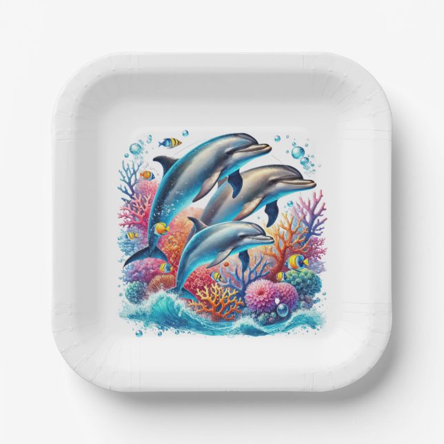 Assiettes En Carton Cute dolphin lovers party (Recto)
