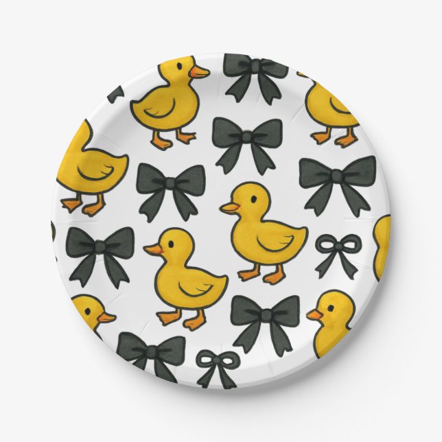 Assiettes En Carton Cute Ducks & Bows Party Paper Plates (Devant)