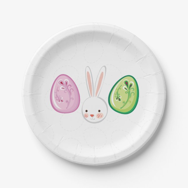 Assiettes En Carton Cute Easter Bunnyy Oeufs Chasse et plaque de papie (Devant)