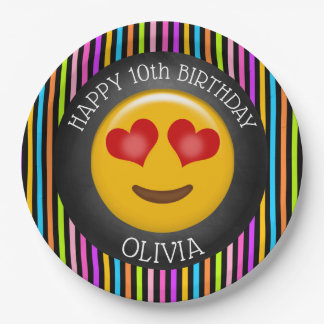 Assiettes En Carton Cute Emoji Girl's Birthday Party Plaque papier