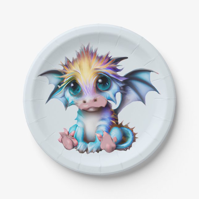 Assiettes En Carton Cute et adorable Kawaii Baby Dragon (Devant)