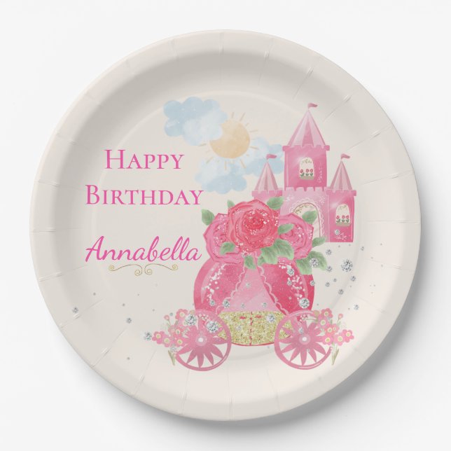 Assiettes En Carton Cute Fairy Tale Pink Princess Party (Devant)