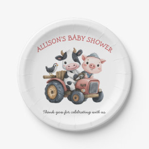 Assiettes En Carton Cute Farm Animaux Cochon Vache Barnyard Baby showe