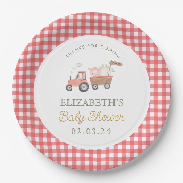 Assiettes En Carton Cute ferme Baby shower de Barnyard (Devant)